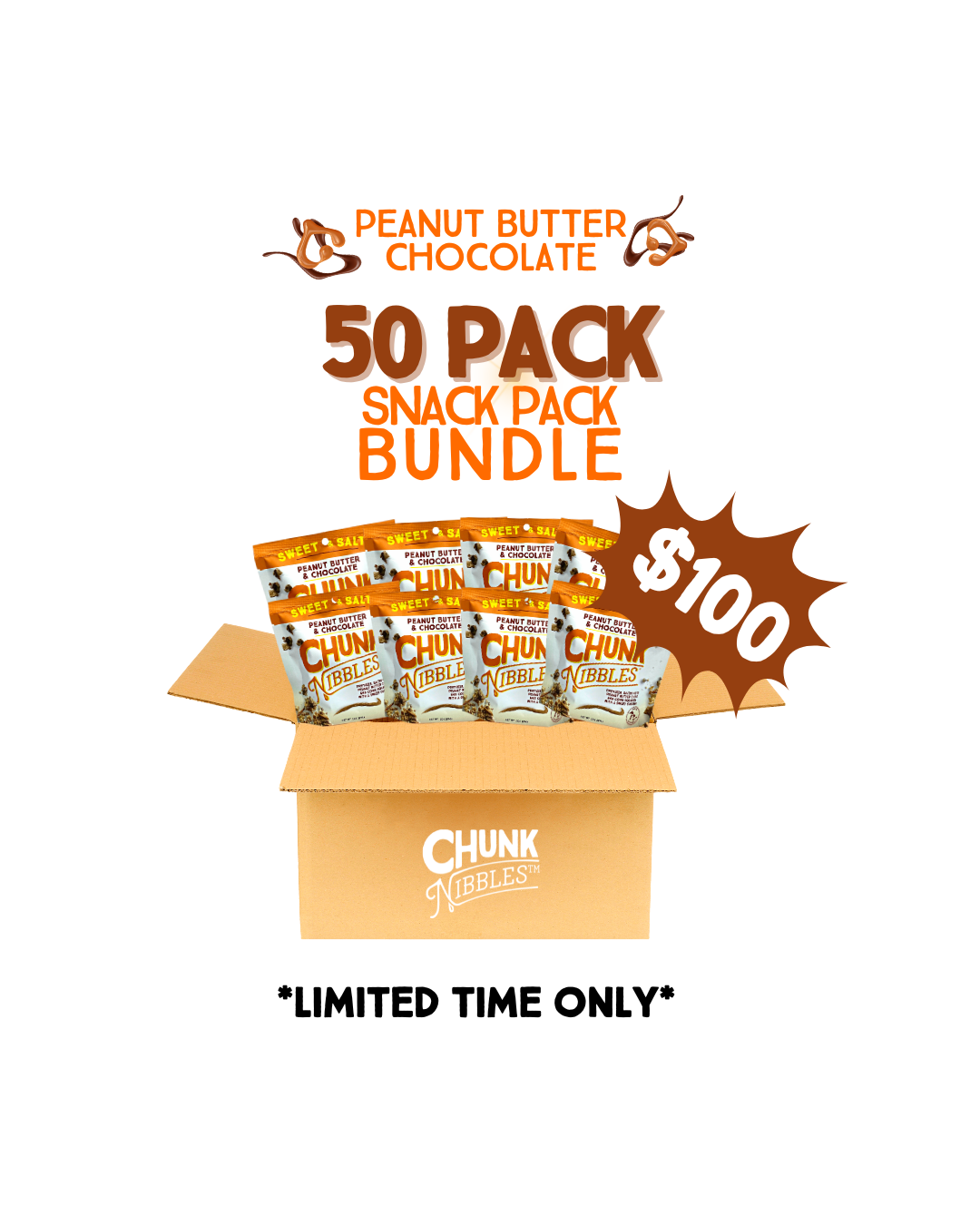 Peanut Butter Chocolate 50 Bag Snack Pack Bundle